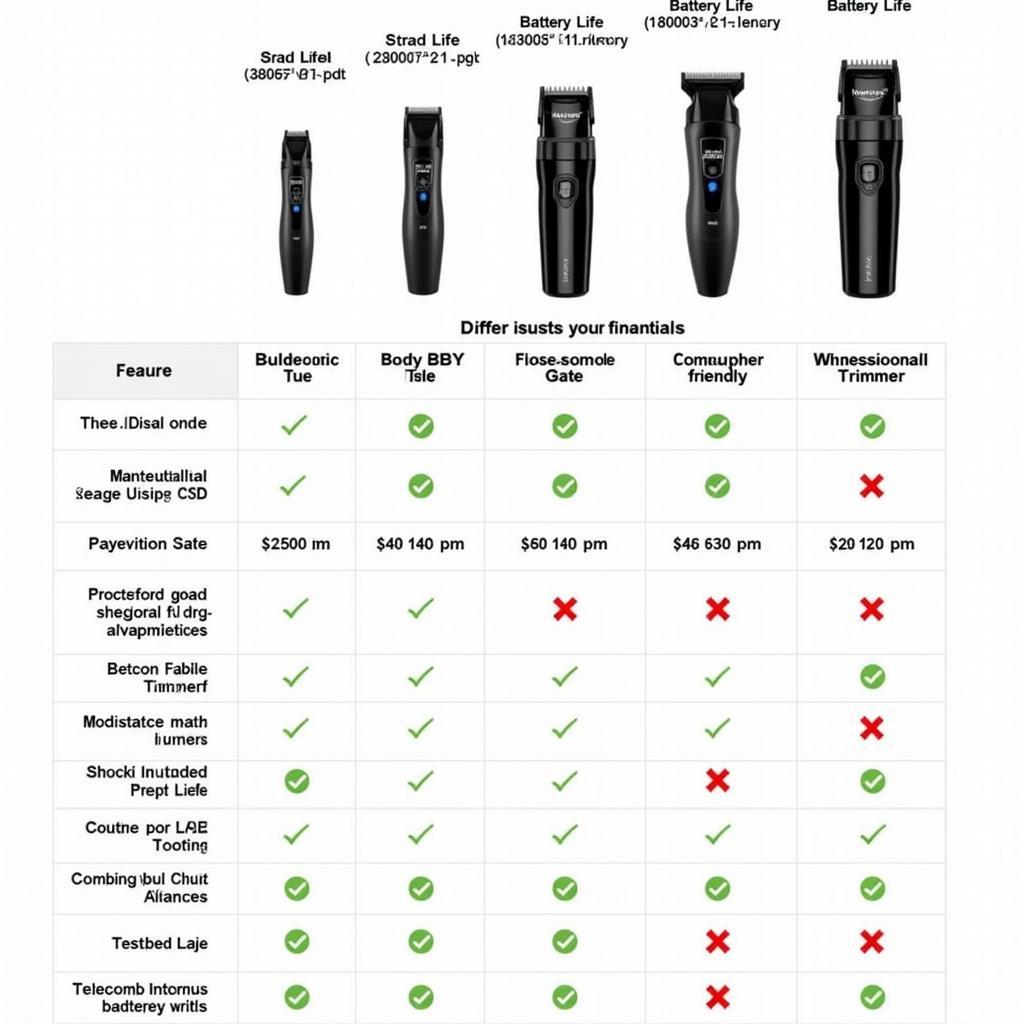 Kemei Trimmer Models Comparison Chart