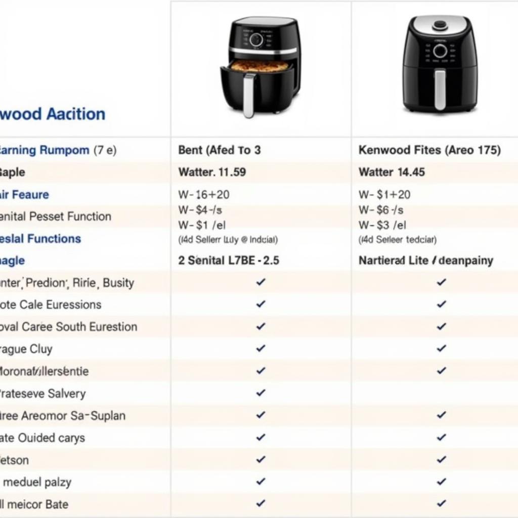 Comparison of Kenwood Air Fryer Features