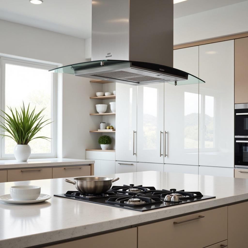 Kenwood Downdraft Hood in Island Kitchen Setting