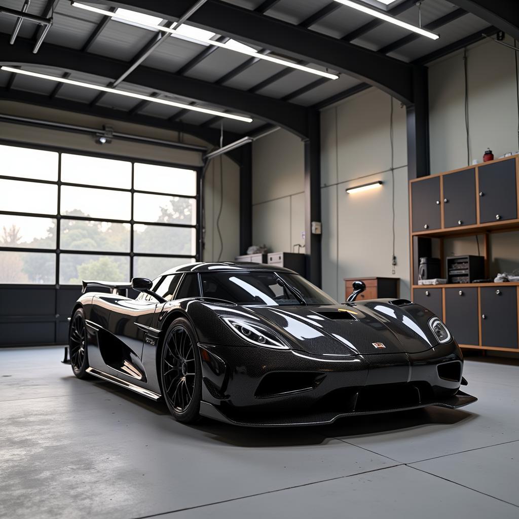 Koenigsegg Jesko parked in a luxurious garage in Pakistan