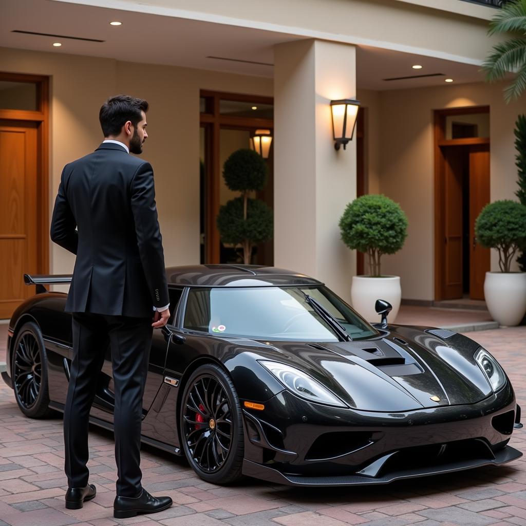 A hypothetical owner admiring their Koenigsegg Jesko in Pakistan