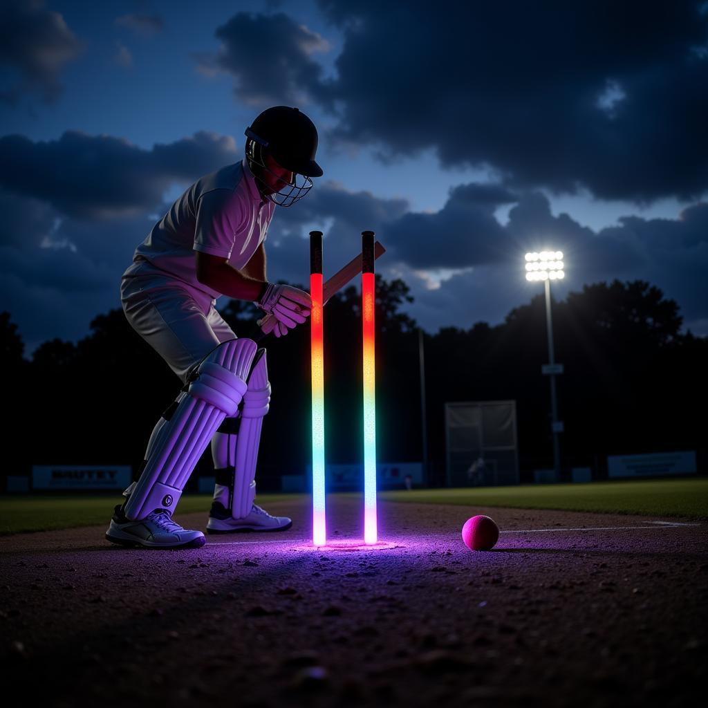 LED Stumps in Action During a Cricket Match