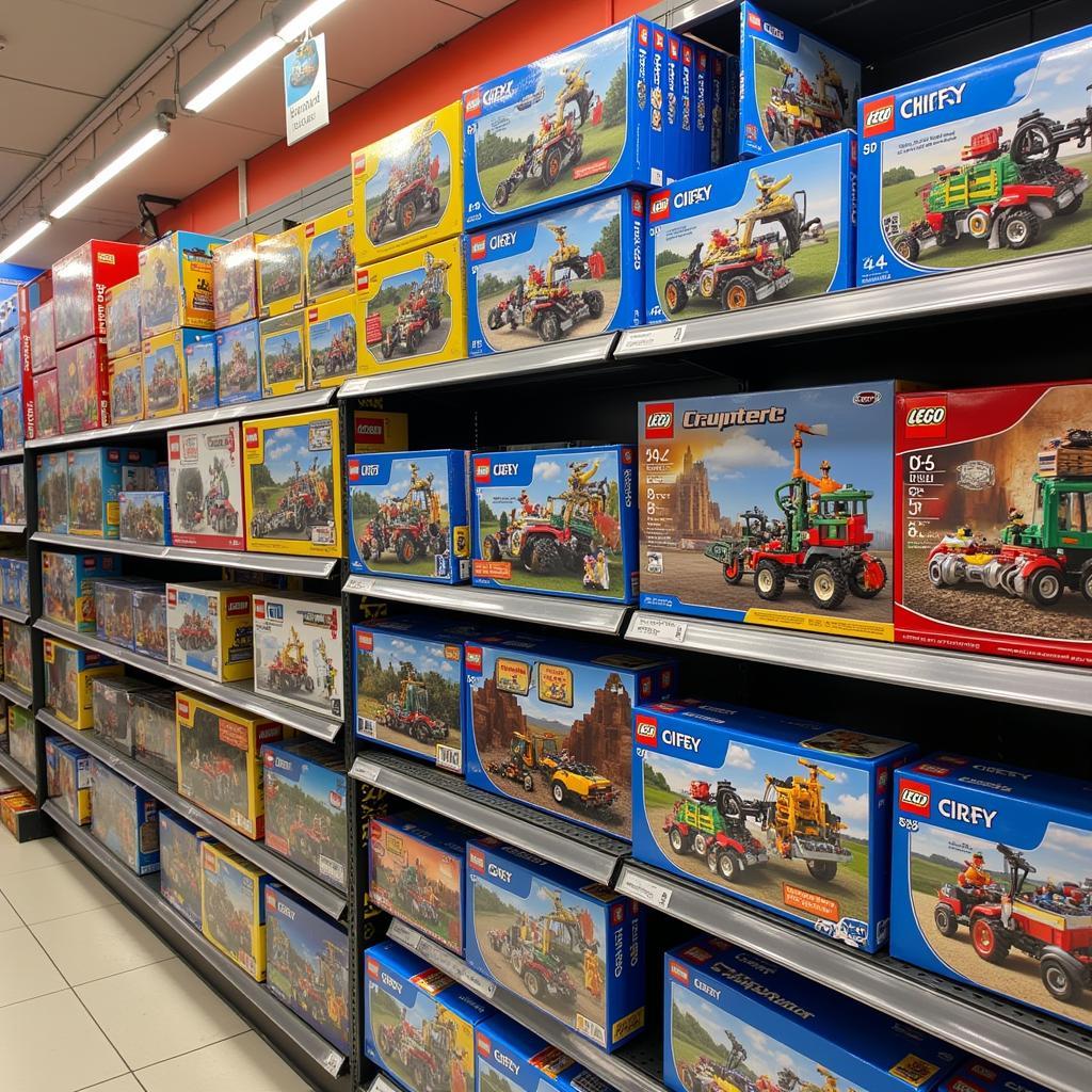 LEGO sets on display in a Pakistani toy store