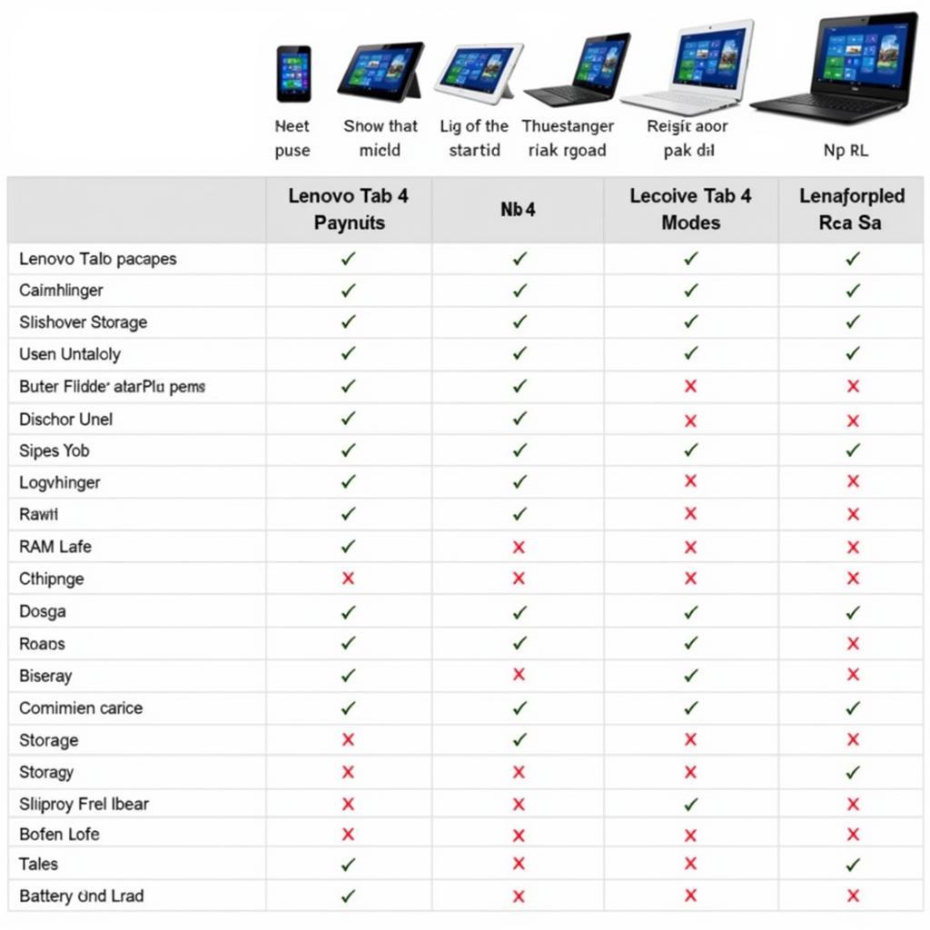 Lenovo Tab 4 Models Comparison Chart