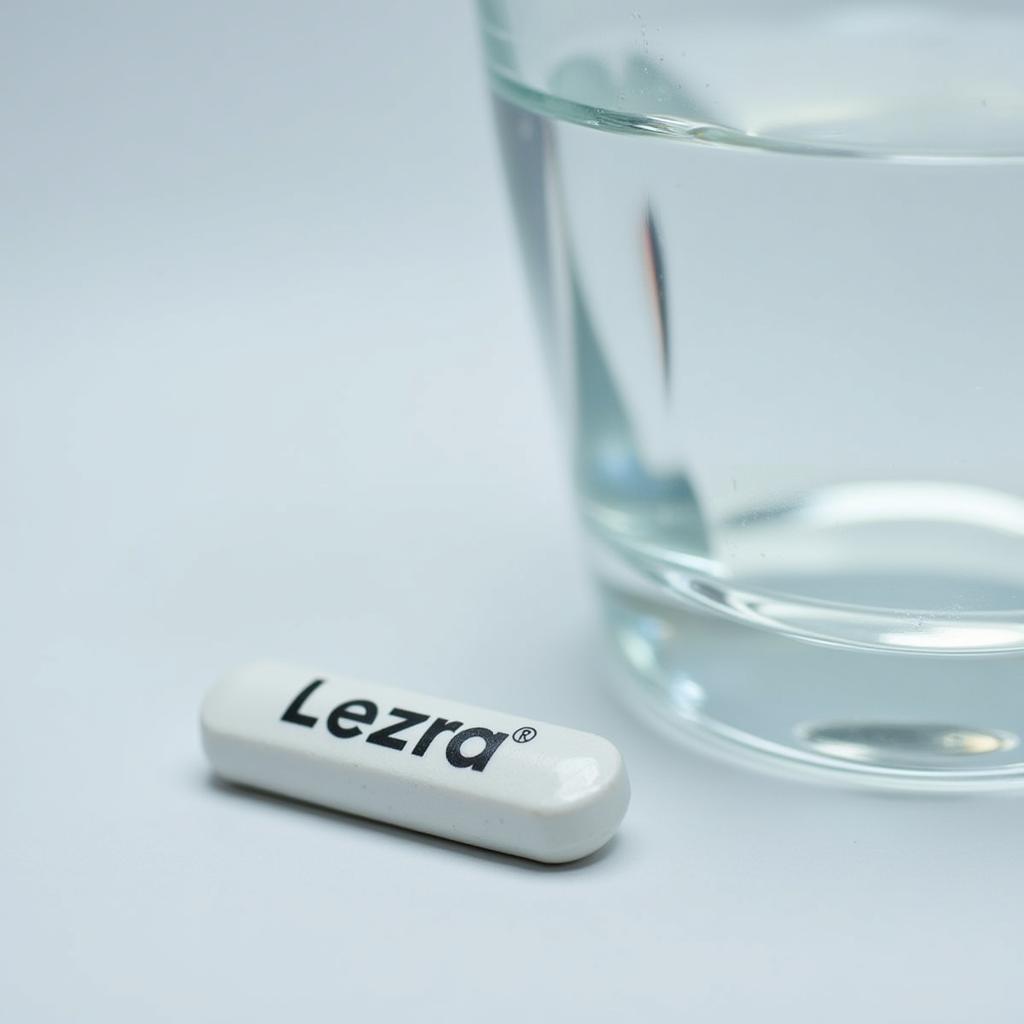 Lezra tablet and a glass of water