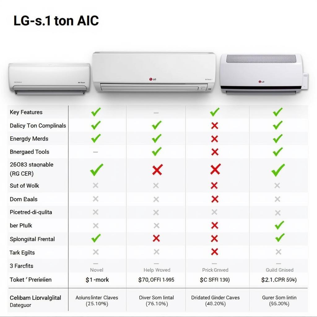 Comparing LG 1 Ton AC Models