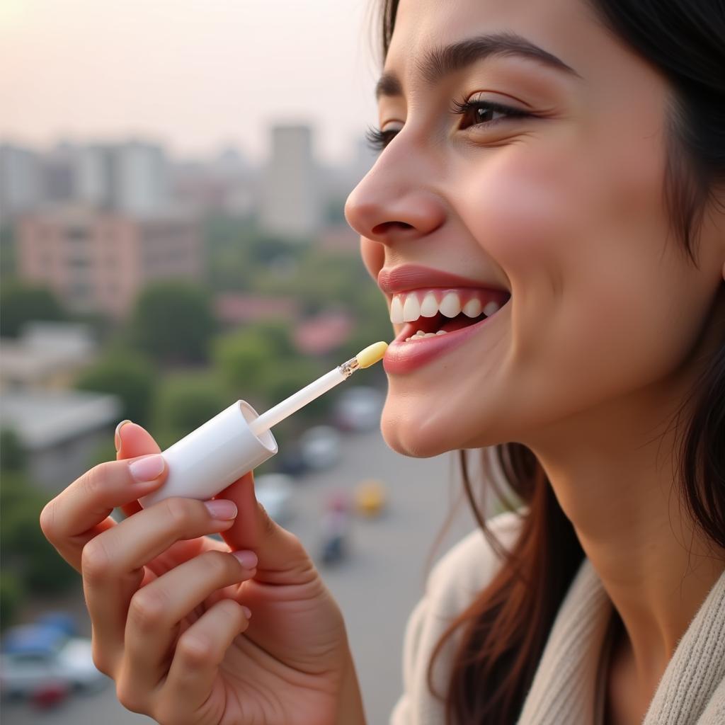 Applying Lip Oil for Hydrated Lips in Pakistan