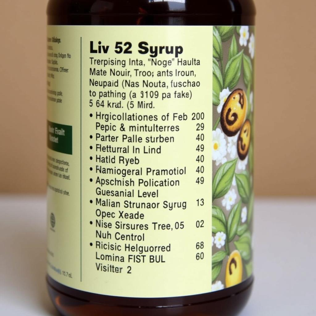 Liv 52 Syrup Ingredients Label