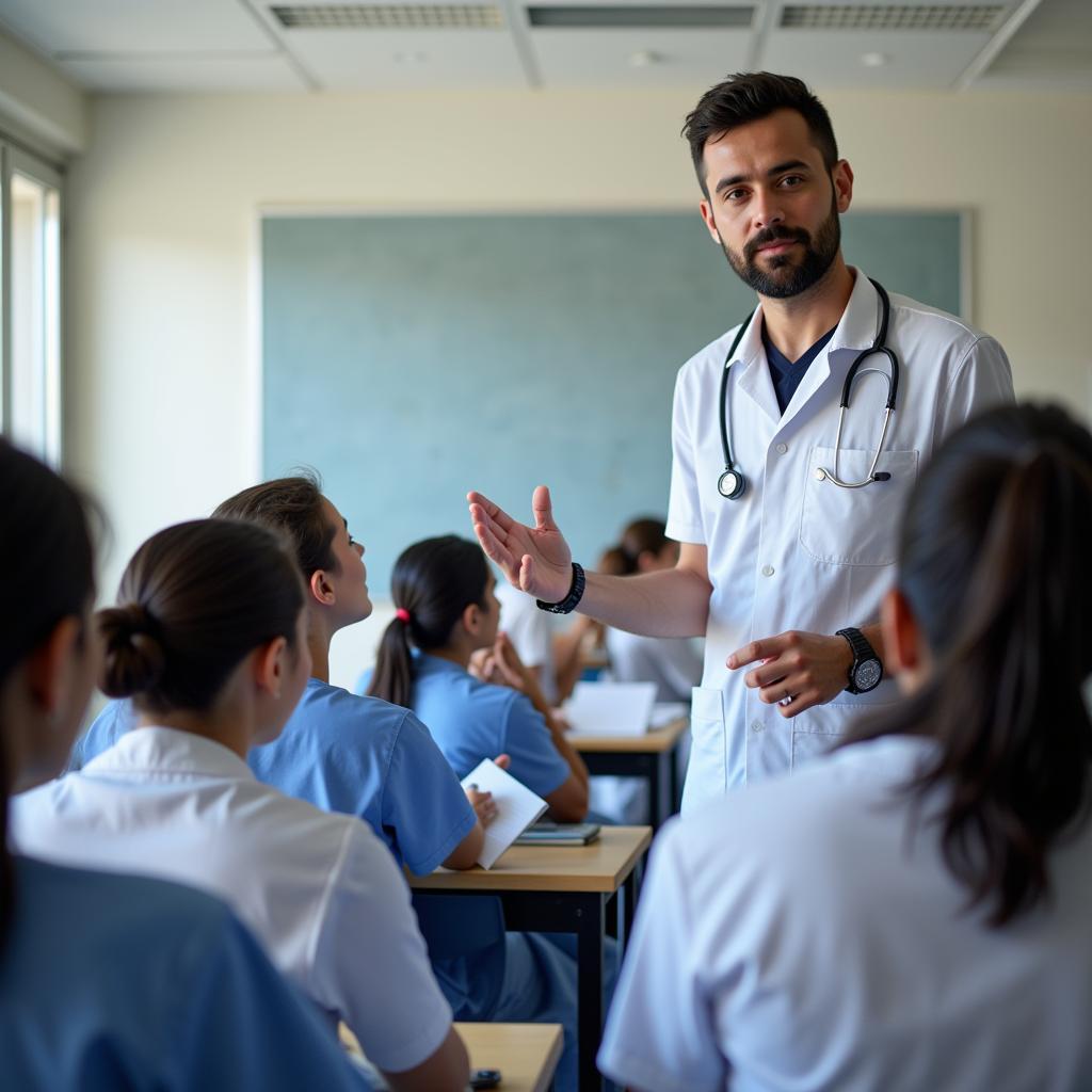 Male Nurse Educator Teaching Students in Pakistan