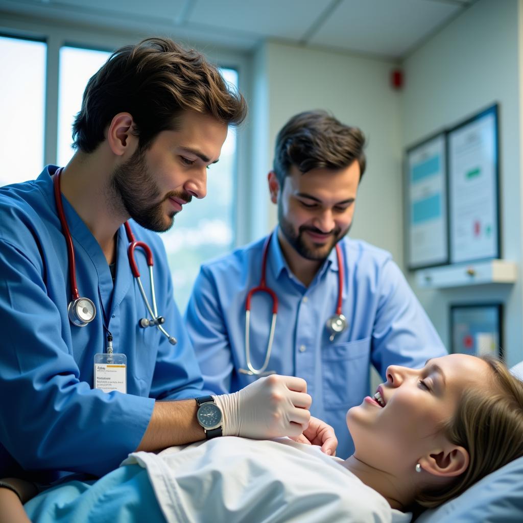 Male Nurse Providing Patient Care in a Pakistan Hospital