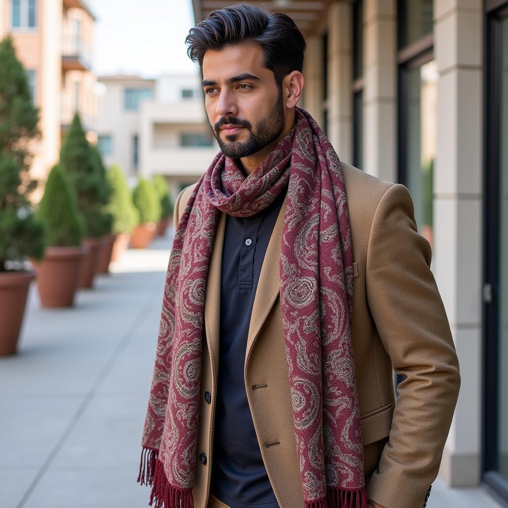 Man Wearing Shawl in Pakistan