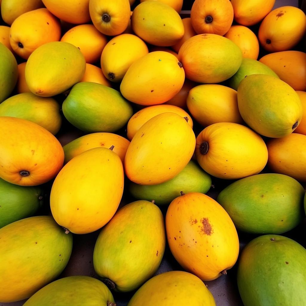 Display of various mango varieties during a sale in Pakistan