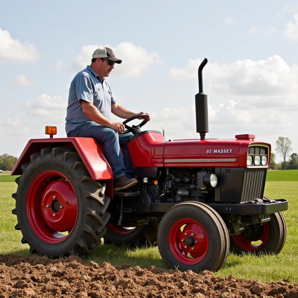 Test driving a Massey 240 tractor