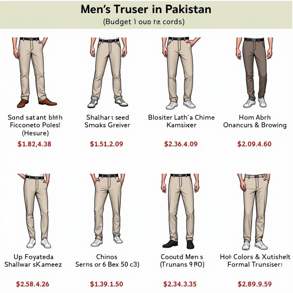 Price range of men's trousers in Pakistan