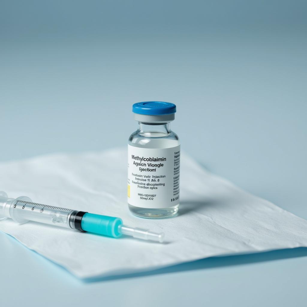 Methylcobalamin injection vial in a medical setting