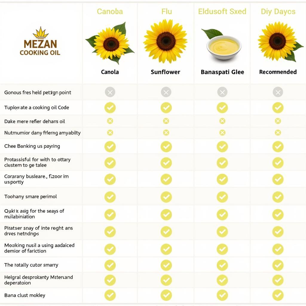 Comparison of Mezan Cooking Oil Varieties