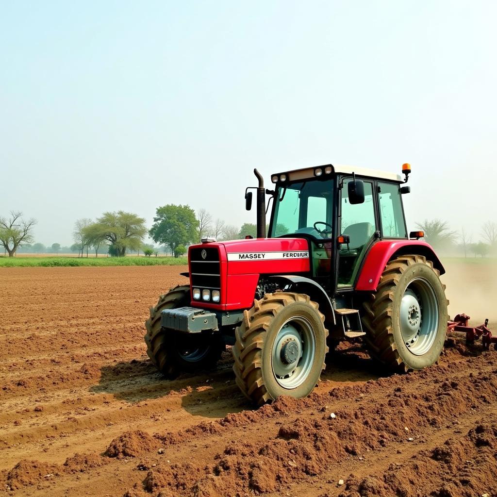 Massey Ferguson 375 Tractor working in a field in Pakistan