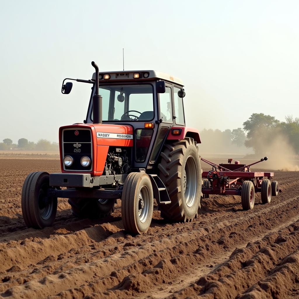 MF 385 Tractor Working on a Pakistani Farm