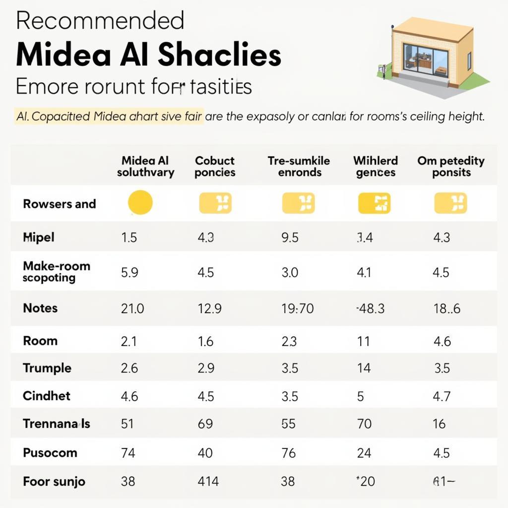 Midea AC capacity chart for different room sizes in Pakistan