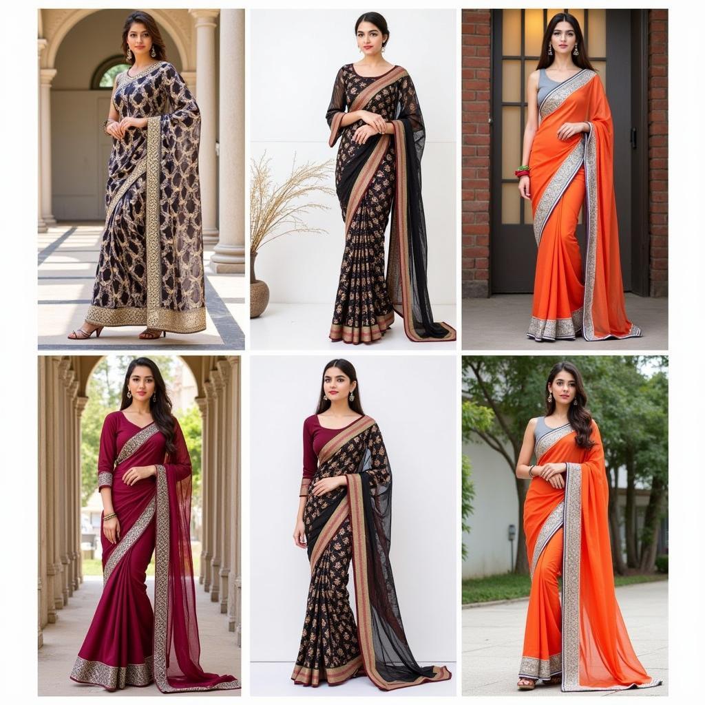 Modern Pakistani Saree Designs