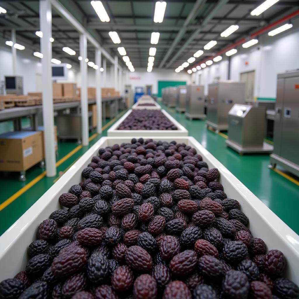 Modern prune processing facility in Pakistan, demonstrating advancements in the prune industry.