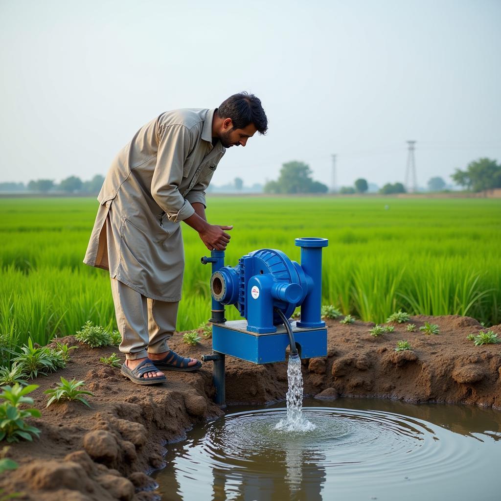 Monoblock pump working in a Pakistani farm