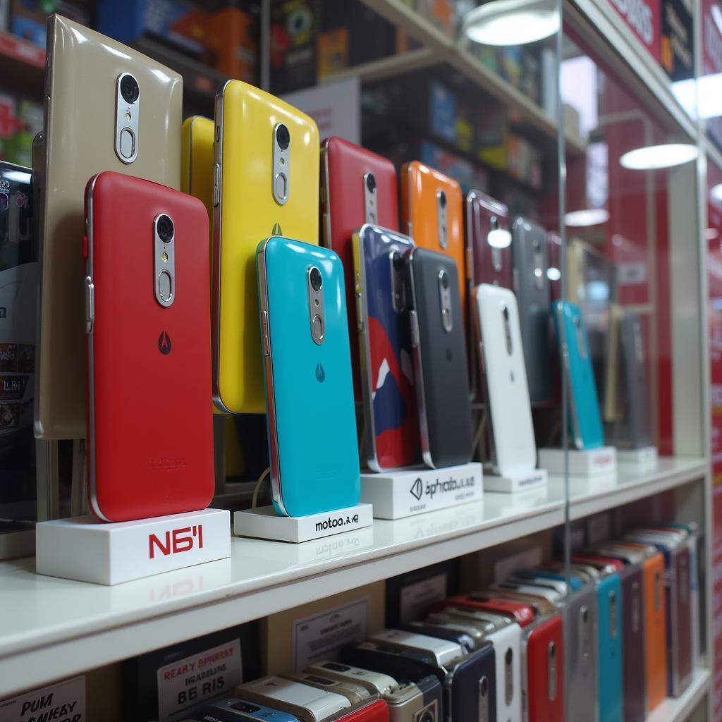 Moto X phones displayed in a Pakistani mobile market