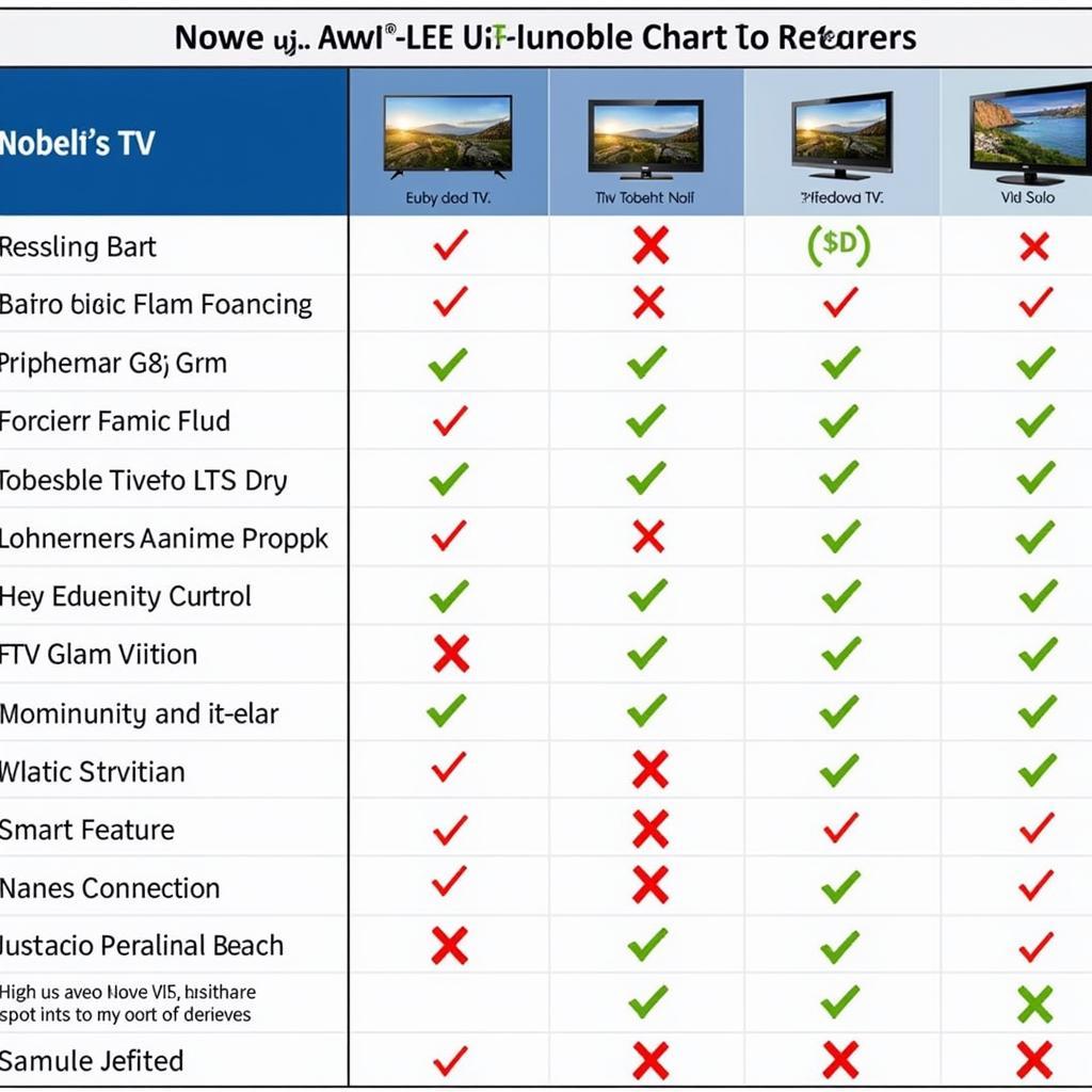 Nobel Smart LED TV Features Comparison Chart