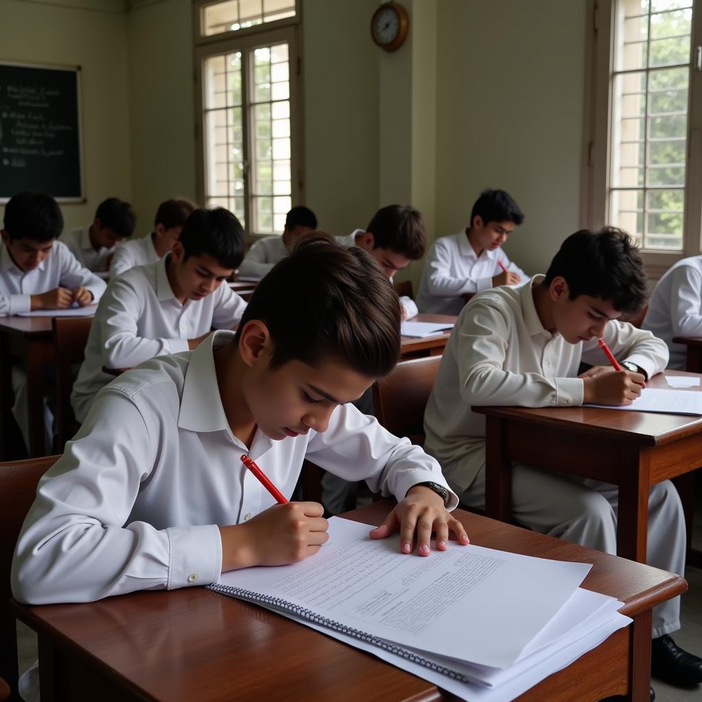 Students taking O Level exams in Pakistan