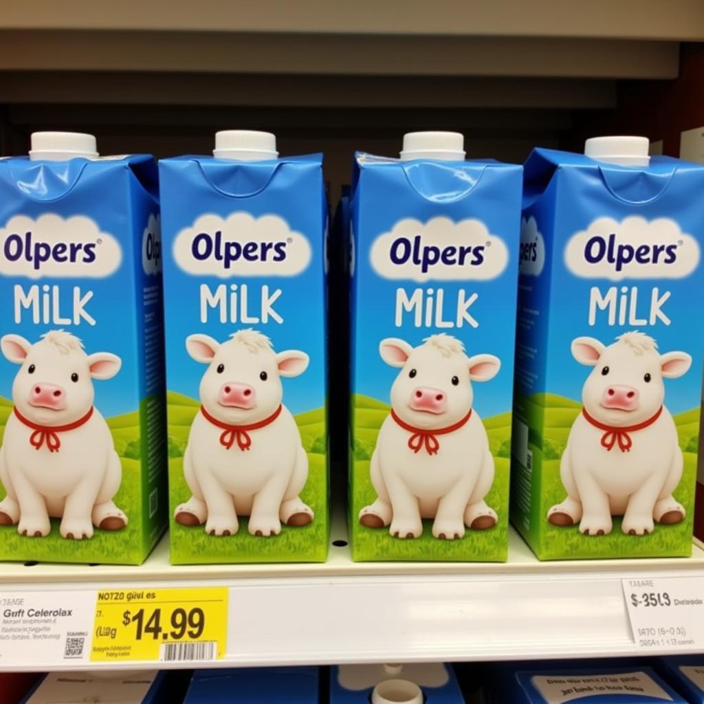 Olpers Milk 250ml Carton on Supermarket Shelf