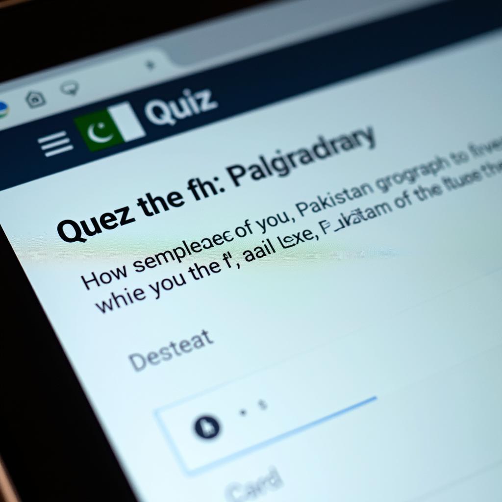 Online Quiz Interface with Pakistan-Specific Questions