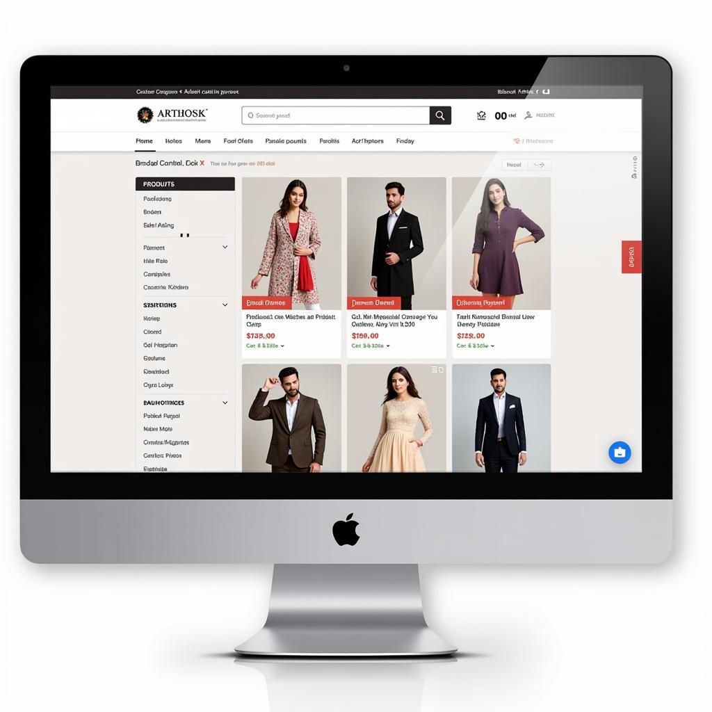 Pakistan Brands Sale: Online shopping interface with product listings and discount banners.