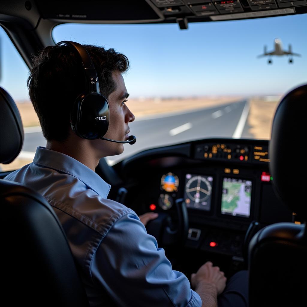 Flight simulator training at a Pakistani flight school