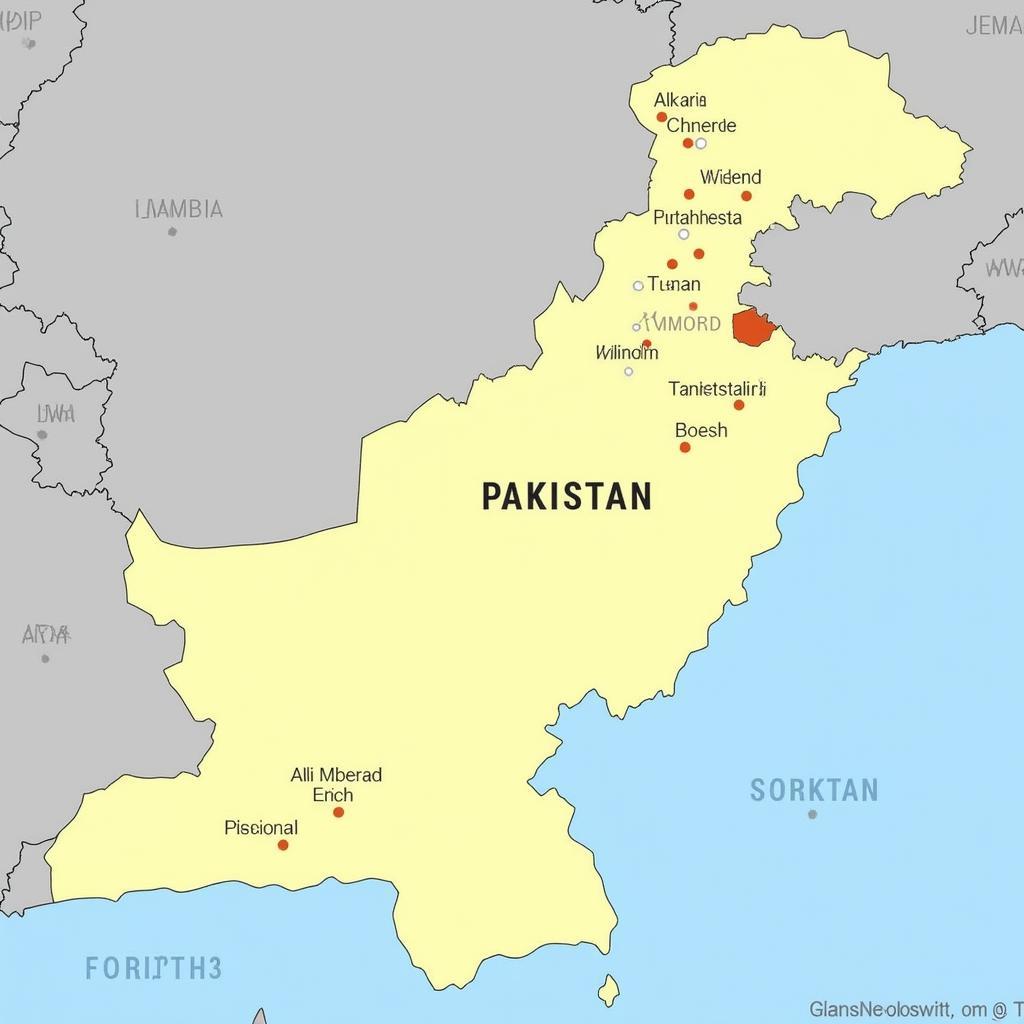 Map of Pakistan and its Neighboring Countries