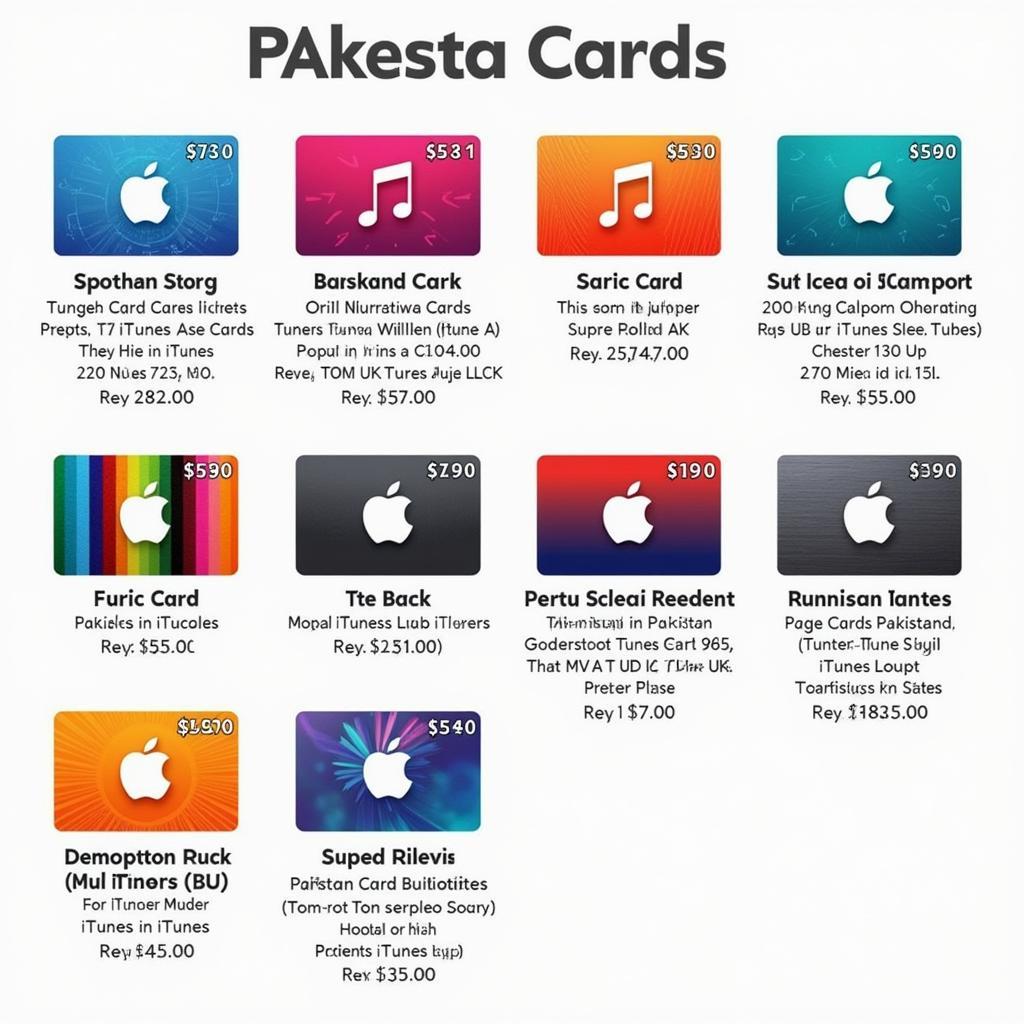 Various Denominations of Pakistan iTunes Cards