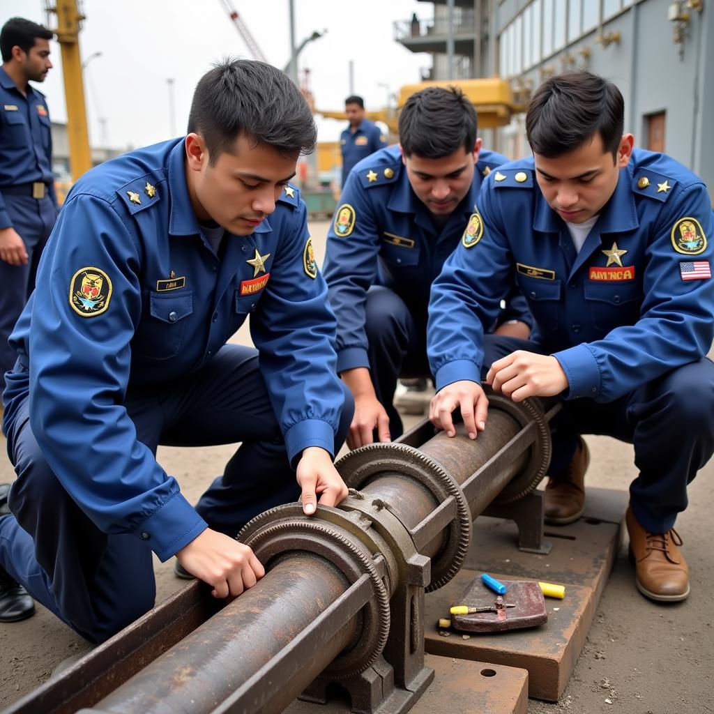 Pakistan Navy Civilian Engineers Working on a Project