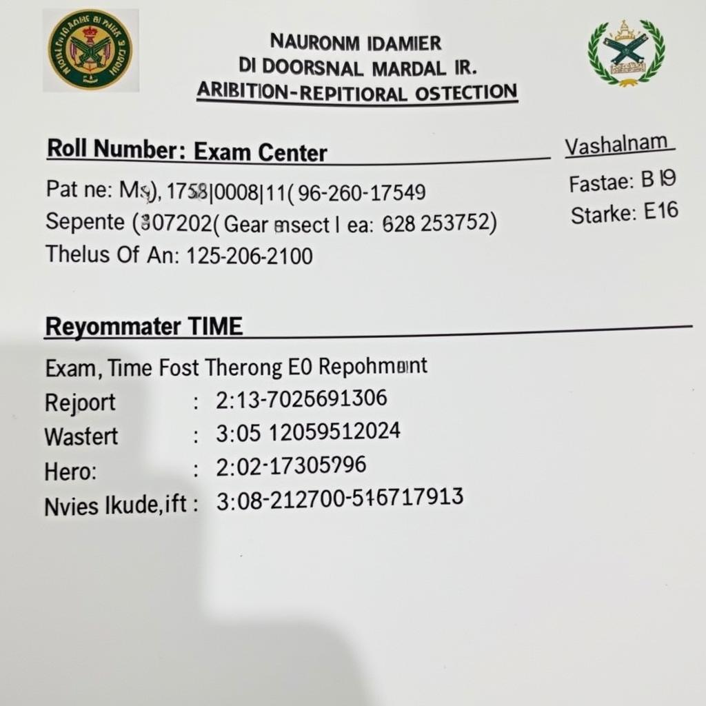 Detailed View of a Pakistan Navy Roll Number Slip