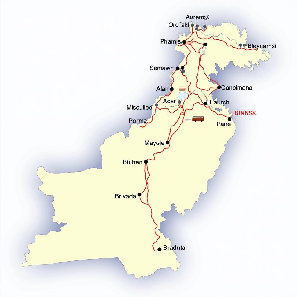 Pakistan Road Map with Bus Routes