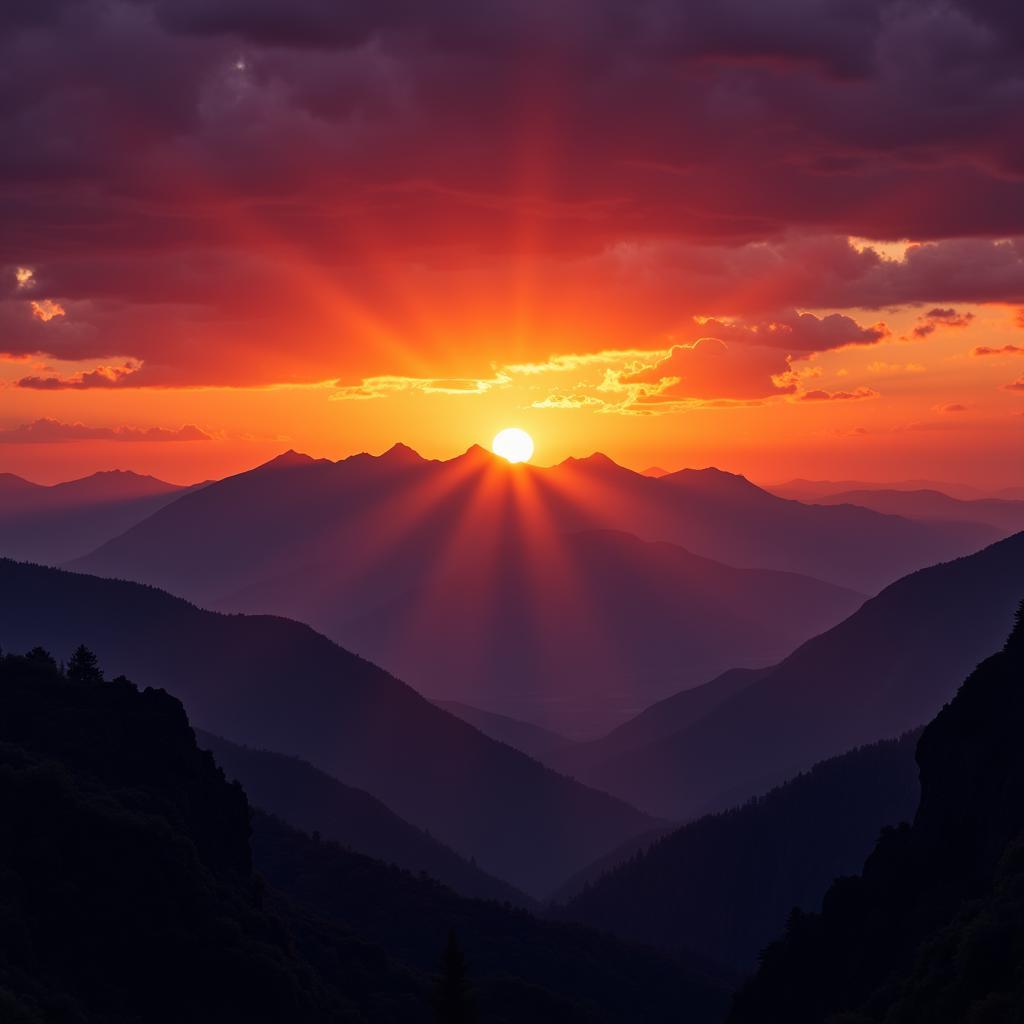 Sunset over the majestic mountains of Pakistan