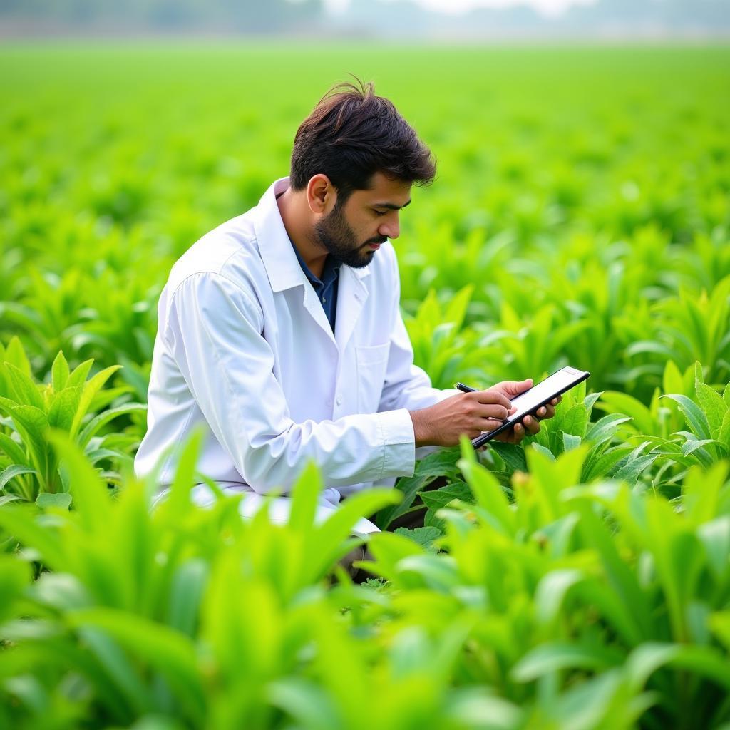 Pakistani Agricultural Scientist Examining Crops