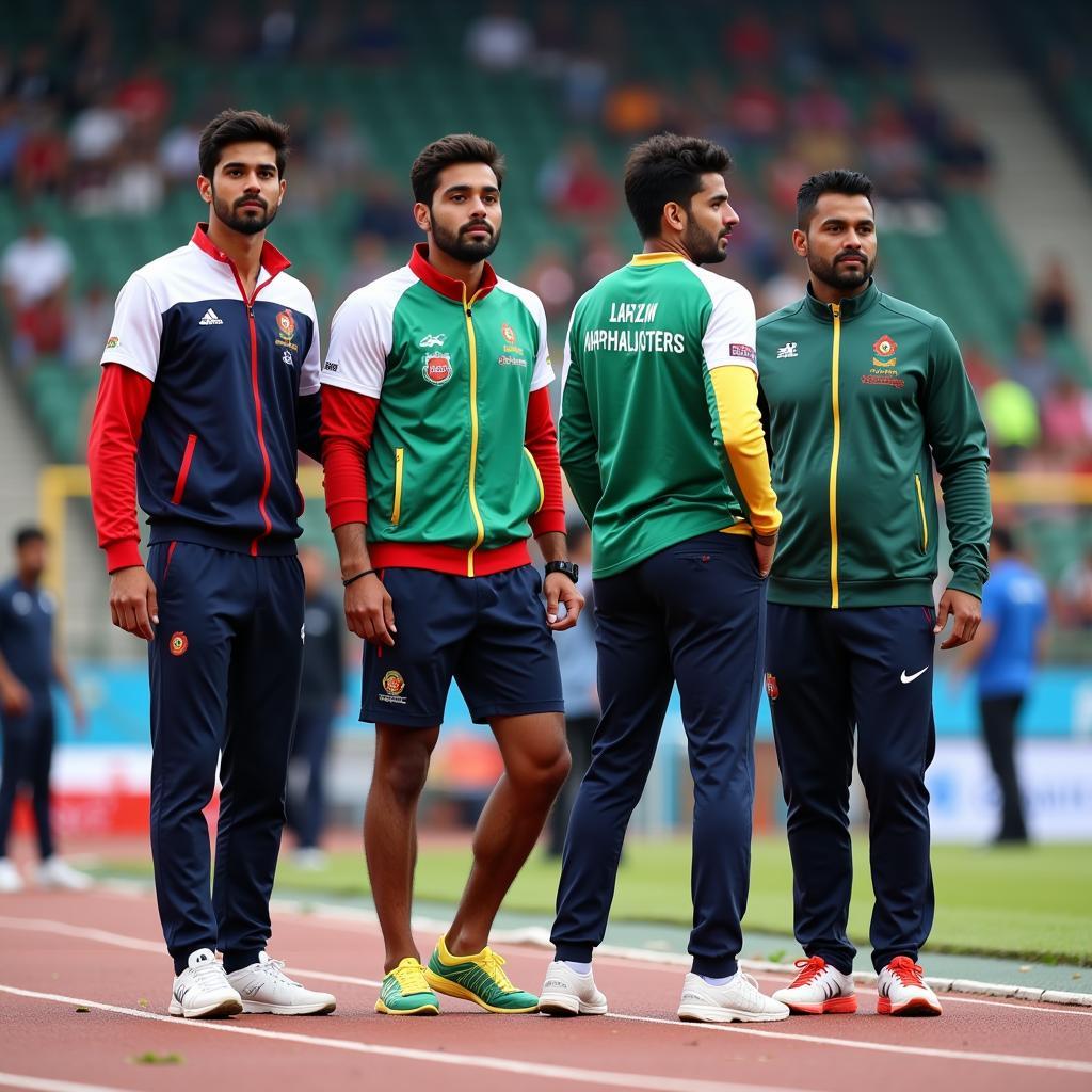 Pakistani Athletes Wearing Tracksuits during a Sporting Event