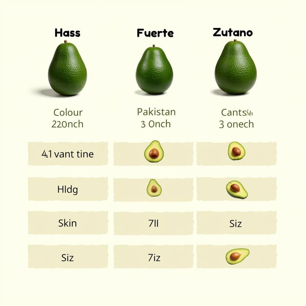 Different avocado varieties grown in Pakistan, showcasing the diversity of avocado cultivars.