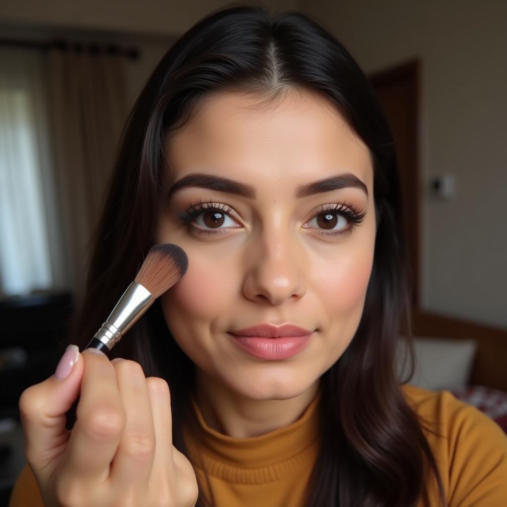 Pakistani Beauty Enthusiast Applying Makeup