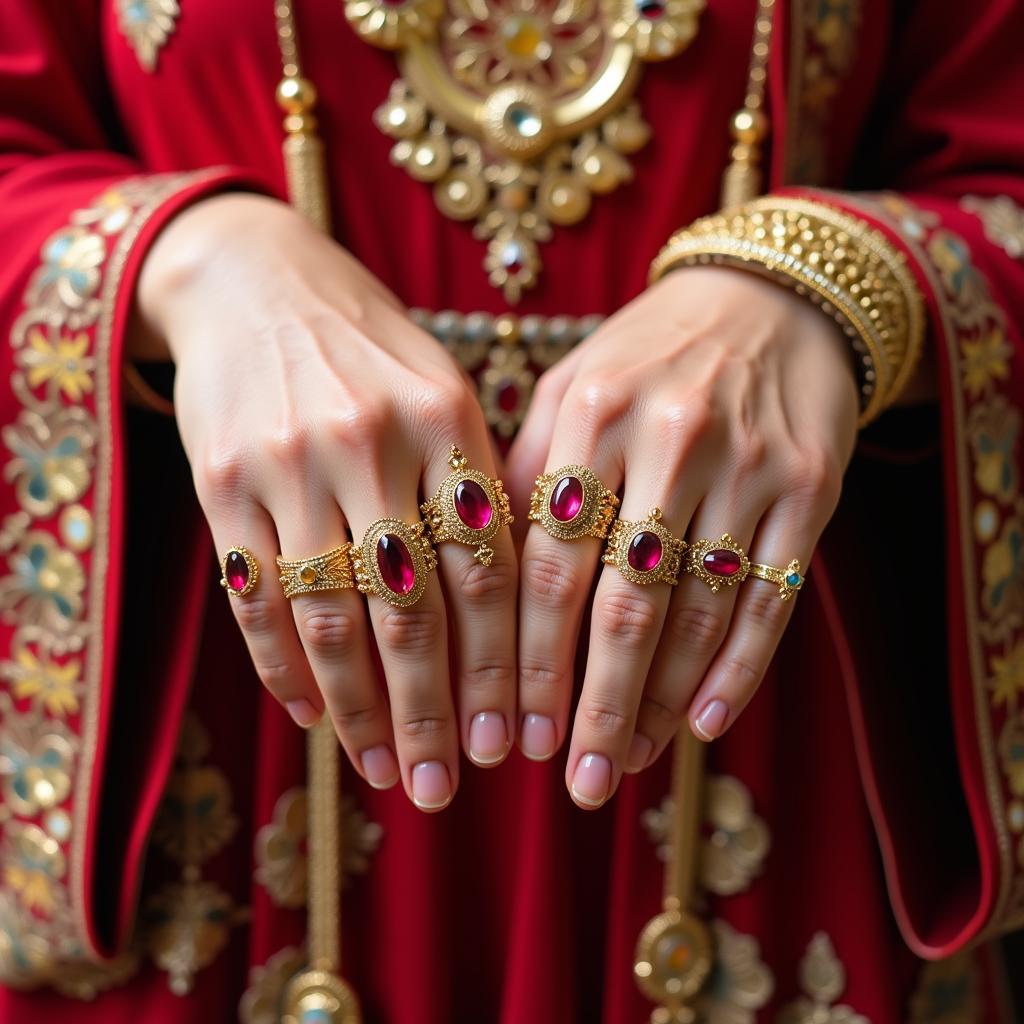 Pakistani Bride Wearing Traditional Gold Rings