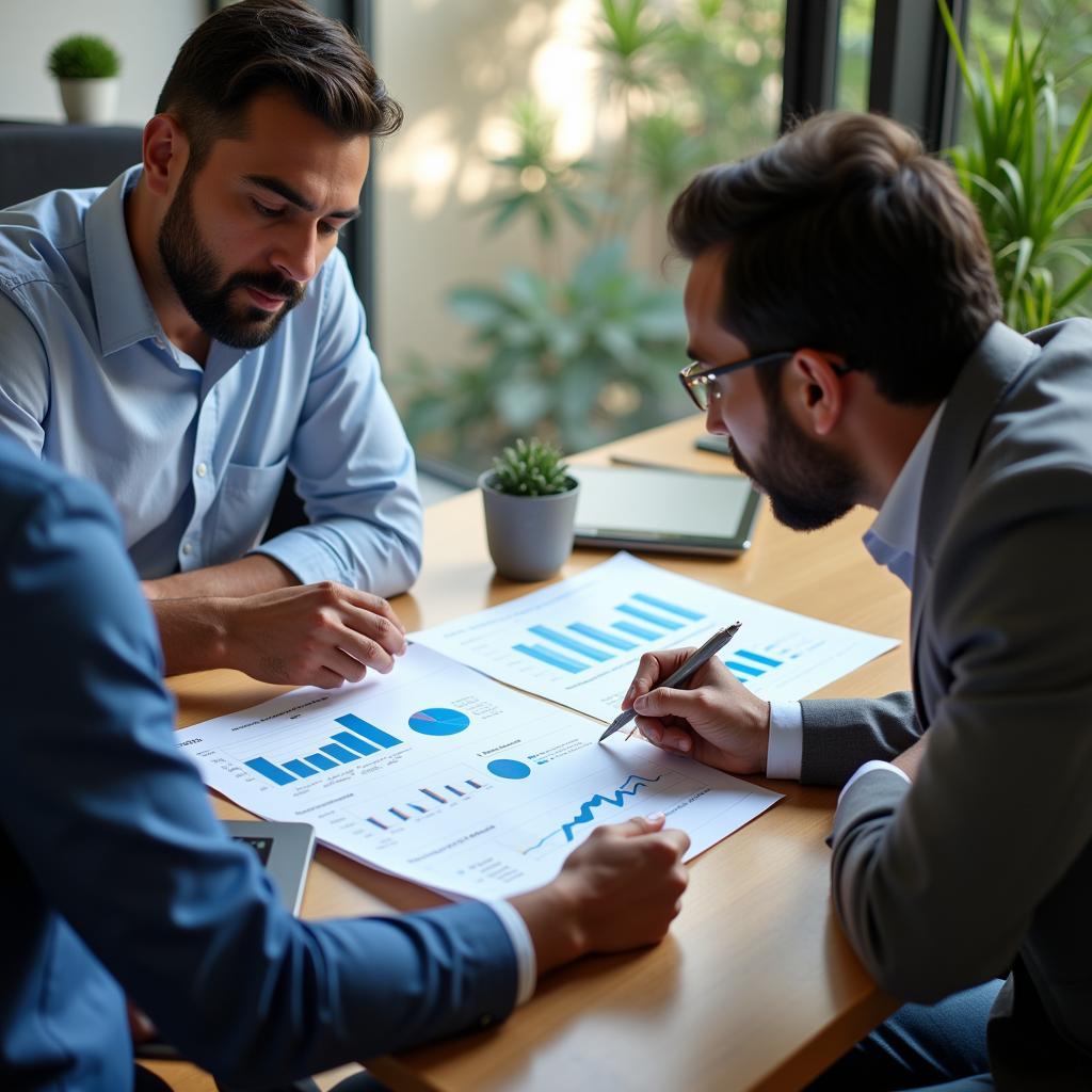 Pakistani Business Owner Reviewing PPC Report with Expert