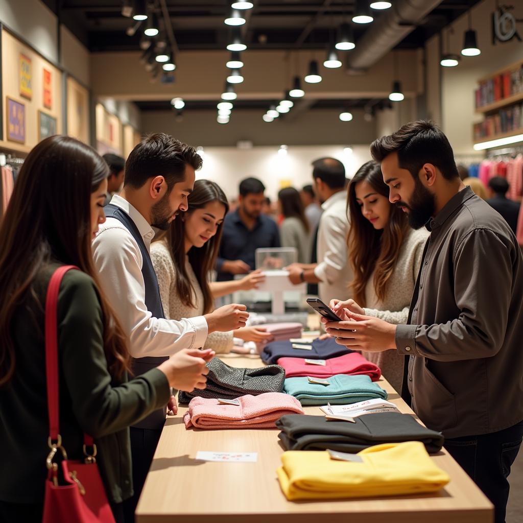 Pakistani consumers shopping in a brand store