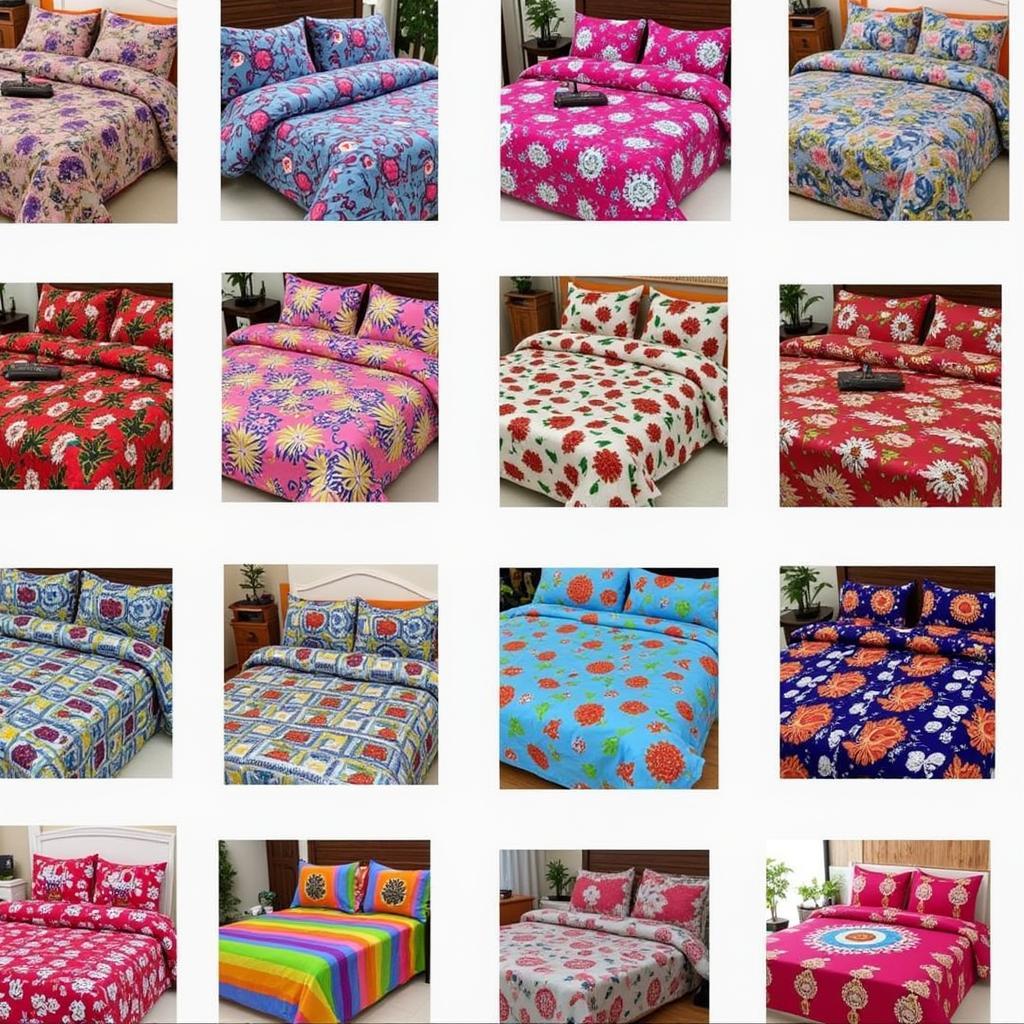 Pakistani Cotton Bedsheets in Various Colors and Patterns