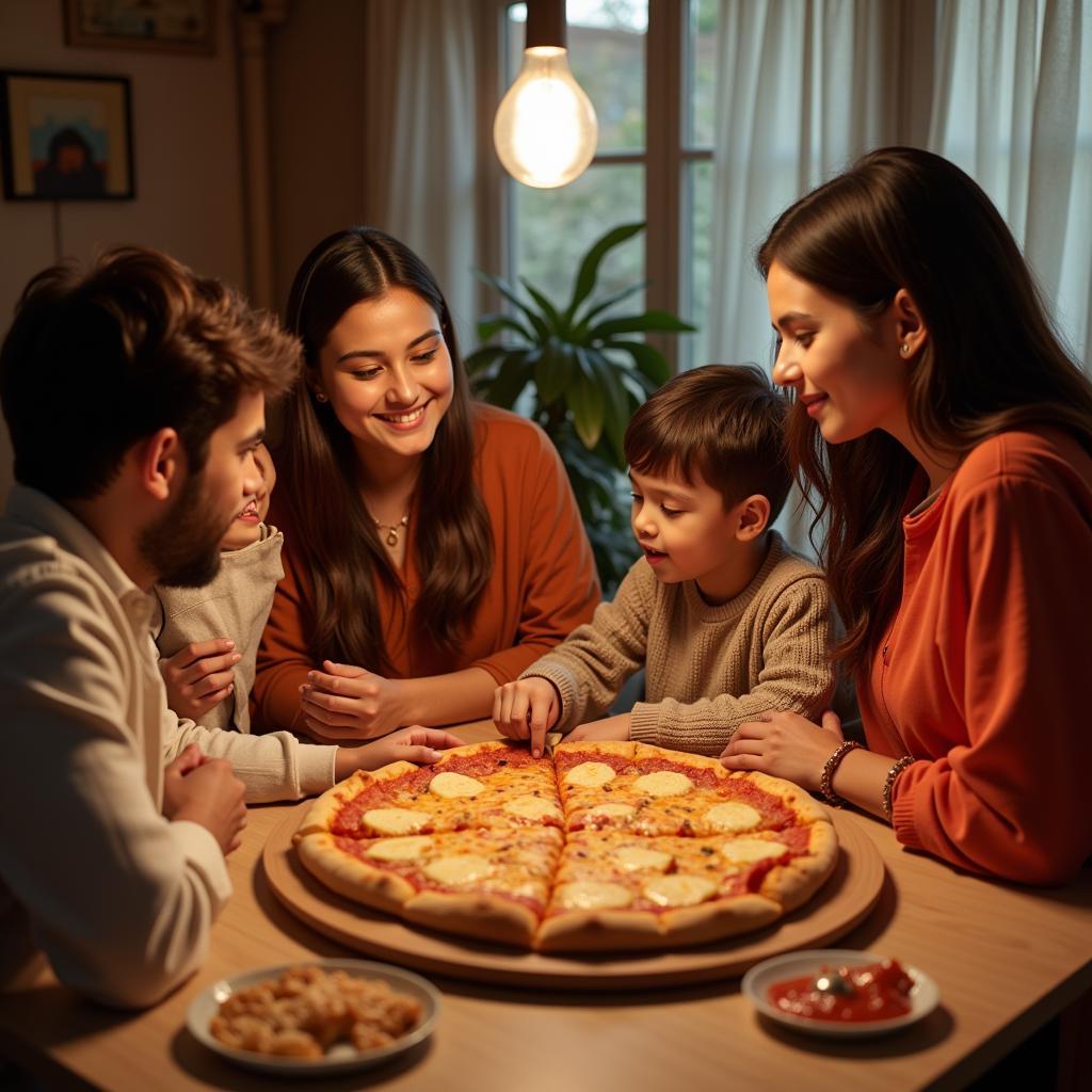 Pakistani Family Enjoying Frozen Pizza