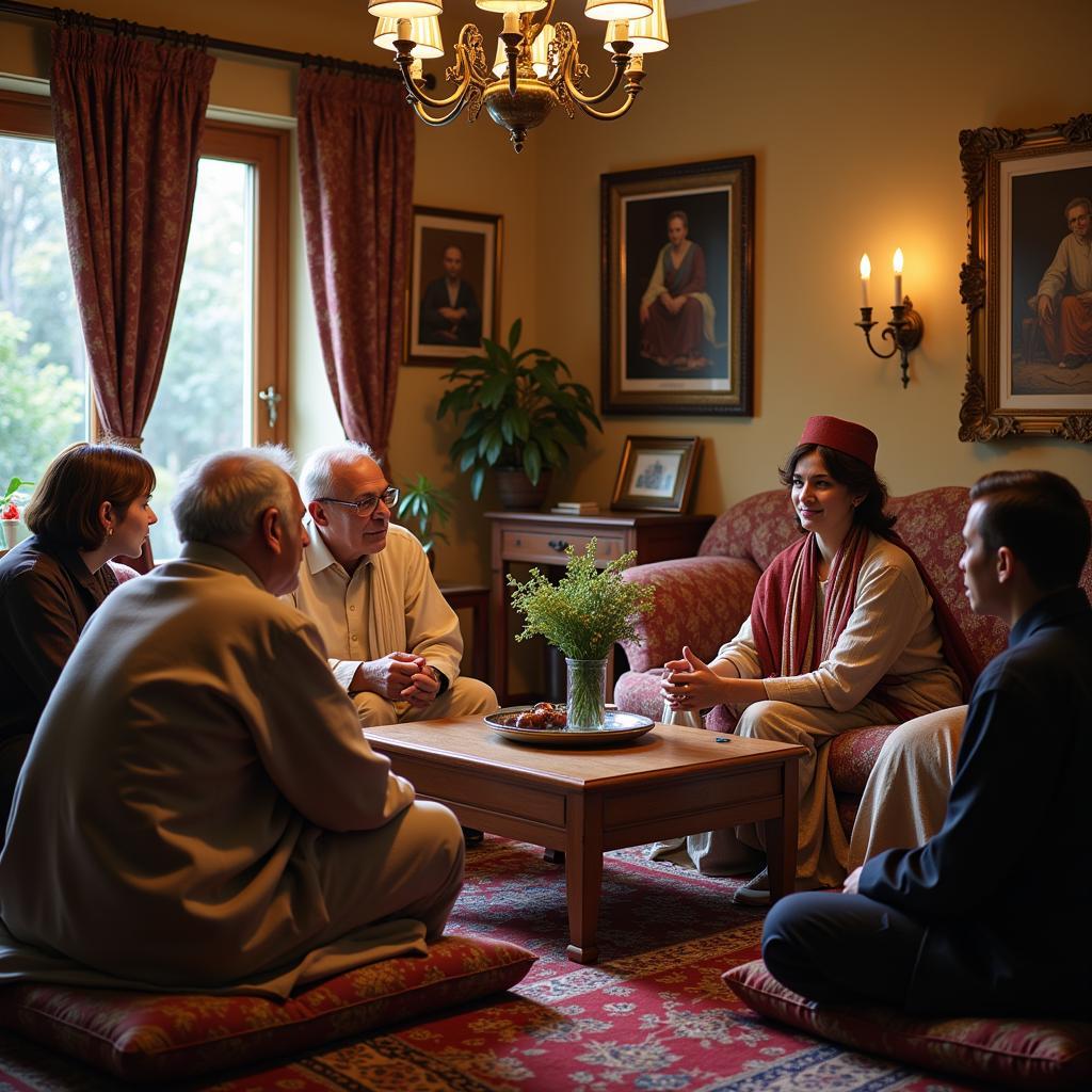 Pakistani family meeting to discuss a marriage proposal