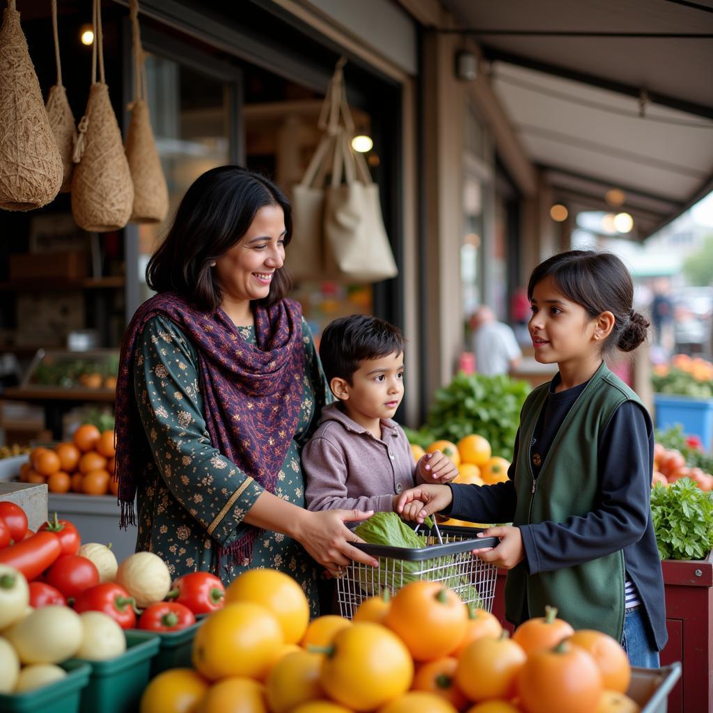 Pakistani Family Shopping for Groceries